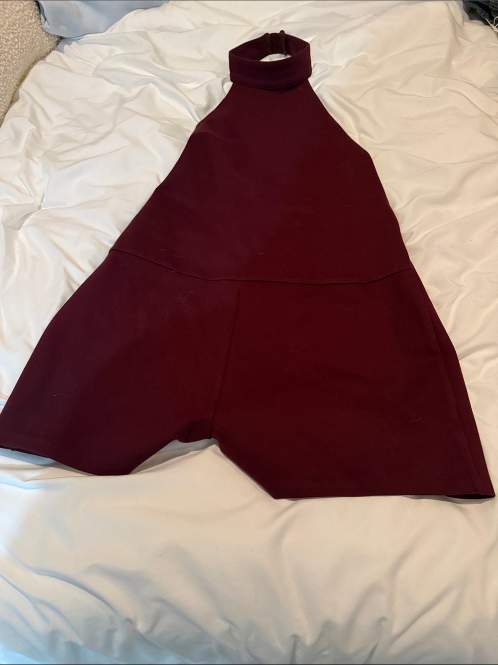 NBD Sleeveless Halter Romper in Burgundy